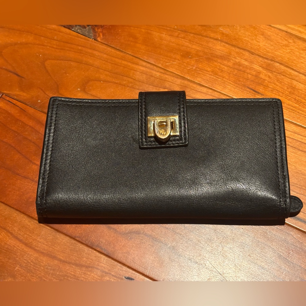 Ralph Lauren Black Leather Accessory with Gold Detail